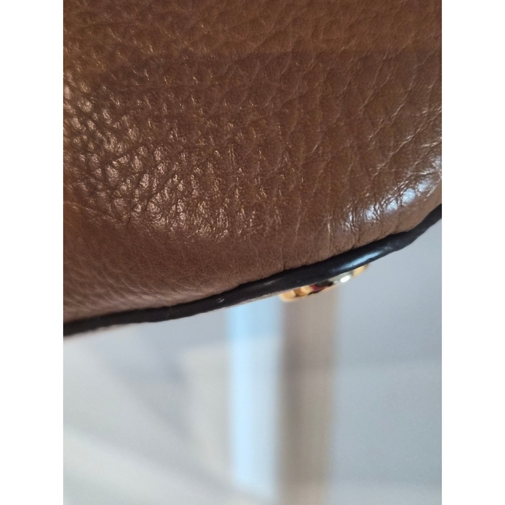 Michael Kors Bedford Medium Pebbled Leather Pocket Tote Bag Acorn Brown Gold - Picture 7 of 13